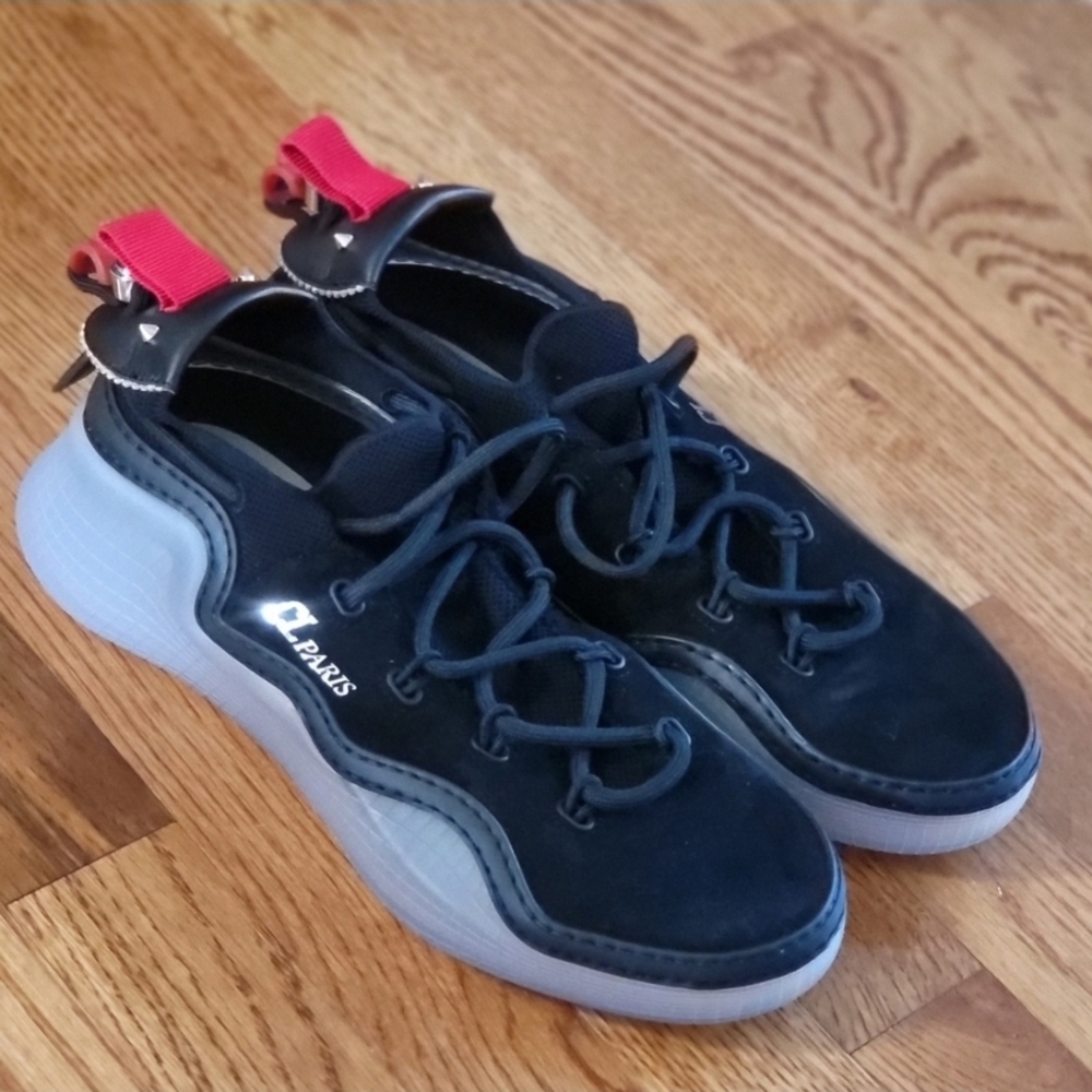 Christian Louboutin Black Sneakers with Red Highlights